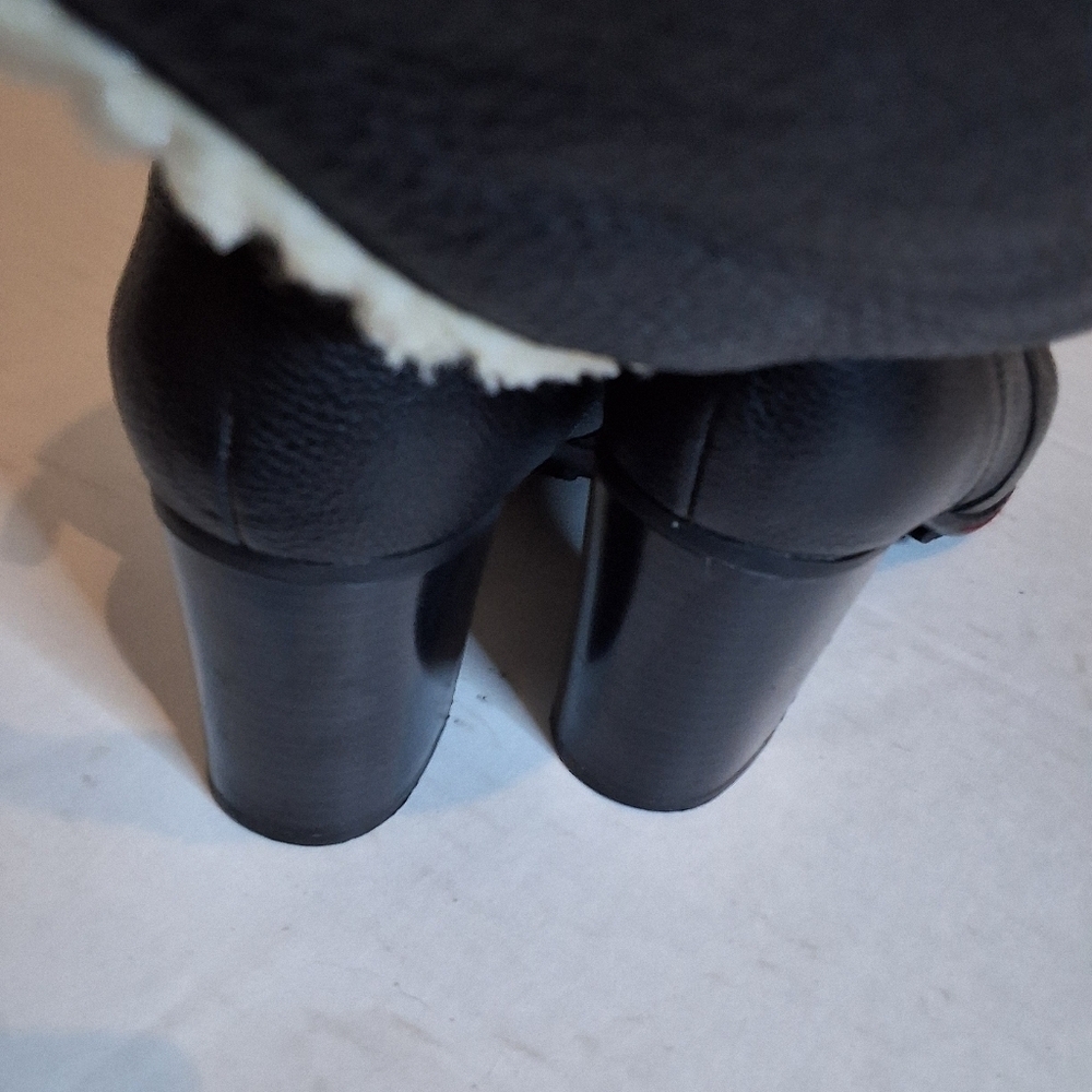 Tommy Girl  Black Pebbled Leather Fleece Lined  Knee High Boots 8 - Picture 6 of 15